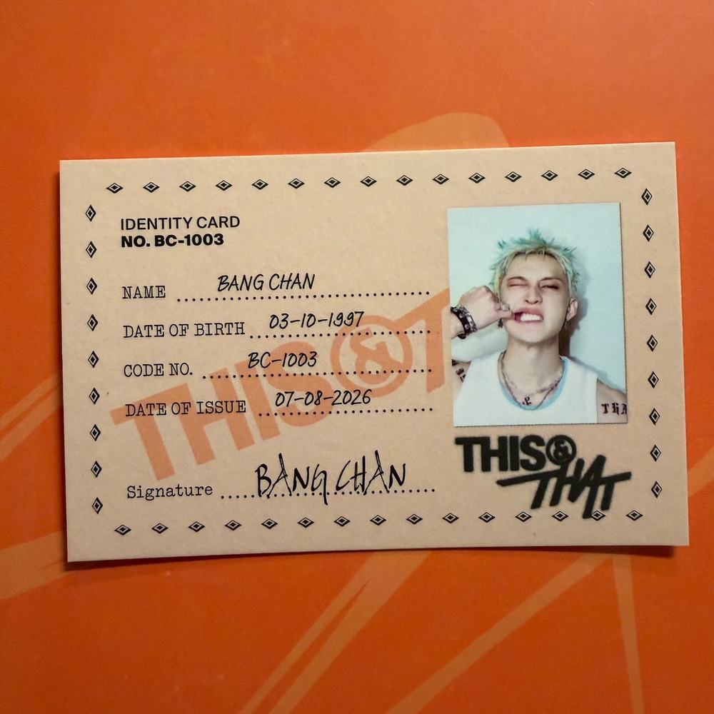 STRAY KIDS BANGCHAN This & That ID Card